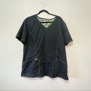 Dickies Black V-Neck Scrub Top